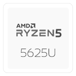 AMD Ryzen 5-5625U (2.3 tot 4.3 GHz – 6 Cores – 12 Threads – 16MB Cache – 15W TDP)