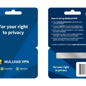 Mullvad VPN Online Privacy 12 Maanden 5 Apparaten